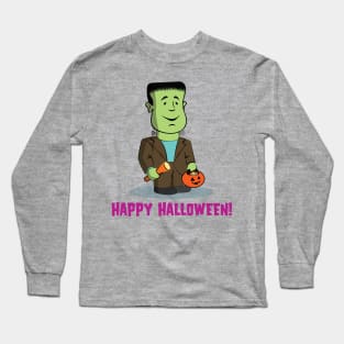 Cute Kid's - The Boo Crew - Cartoon Monsters - Trick or Treat Frankie Long Sleeve T-Shirt